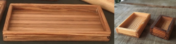 three small pine trays for kate and bill